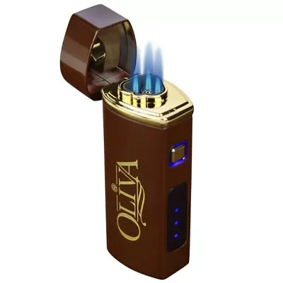 Original New OLIVA Triple Torch Electronic Ignition Butane Lighter NiB • $39.99