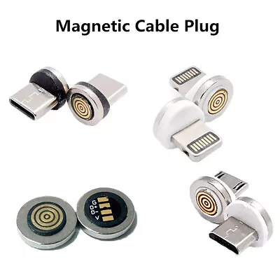 Round Magnetic Cable Plug For IOS Type-C Micro USB Plugs Fast Charging Adapter • $3.32