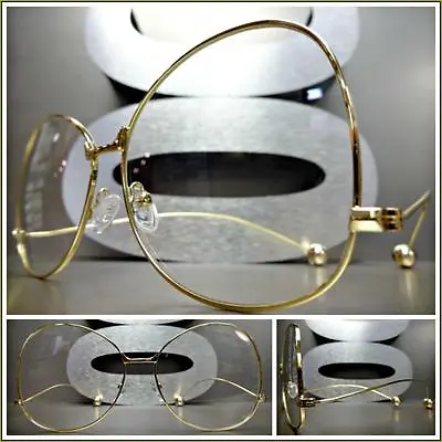 CLASSIC VINTAGE RETRO Style Clear Lens EYE GLASSES Upside Down Gold Metal Frame • £12.34