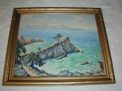 Stanley Smith - Monterey California Beach Oil Painting On Canvas -1955 -Cyprus  • $259