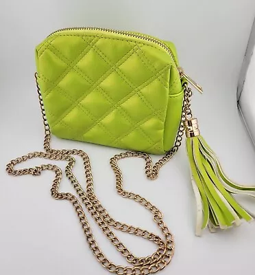 Lime Green Shoulder Purse Chained Tassel Bright Handbag Gold Chain Going Out • $7