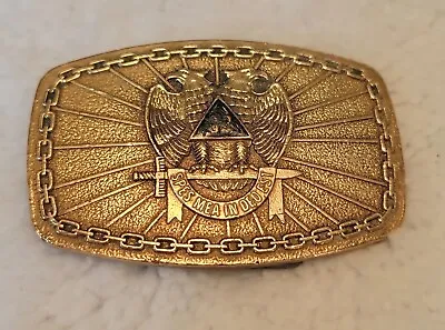 Vntg Masonic 32nd Degree Solid Brass Belt Buckle 1981 Harry Klitzner Co • $35