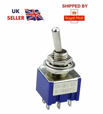 6 Pin 3 Position ON-OFF-ON DPDT Latching Toggle Switch MTS-203 125V/6A 250V/3A  • £2.97