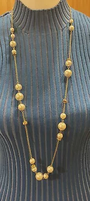 Faux Pearl 16 Inch Necklace J Crew Rhinestone Accents • $17