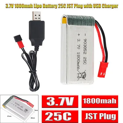 $21.99 • Buy 3.7V 1800mah Lipo Battery 25C JST Plug + USB Charger For RC Quadcopter Drone AU