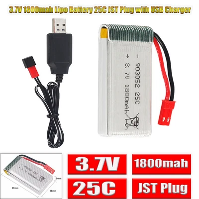 $21.99 • Buy 3.7V 1800mah Lipo Battery 25C JST Plug + USB Charger For RC Quadcopter Drone AU