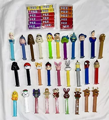 Mixed Lot Of 29 Pez Dispensers & Multi Flavors Pez Candy - Vintage & New • $35