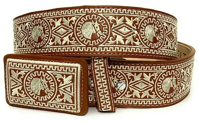 Cinto Charro Bordado Caballo Mens Western Horse Belt Vaquero Pitiado Style Belt  • $42.99