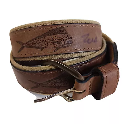 Guy Harvey Autographed Belt 32 Worldwide Sportsman Canvas Brass Fish • $48