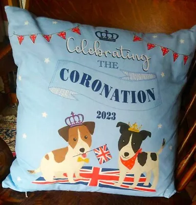 Tesco King Charles III Coronation Cushion Featuring The Royal Jack Russells! • £12