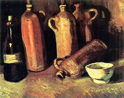 Still Life With Four Jugs Bottle And A White Bowl By Van Gogh Giclee Repro • $49.95