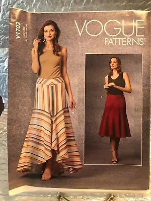 Vogue Pattern V1703 MISSES SKIRT Hi-Low Asymmetrical Pleats Maxi Casual Plus Sz • $17