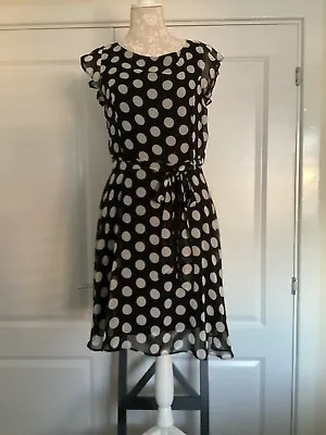 Wallis Sleeveless Black And White Spotted Dress Size UK 12 • £5.50