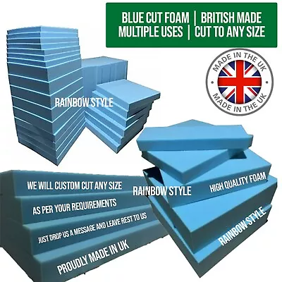 BLUE FIRM FOAM High Density Upholstery Foam Cushions Seat Pad Sofa Replacement • £22.99