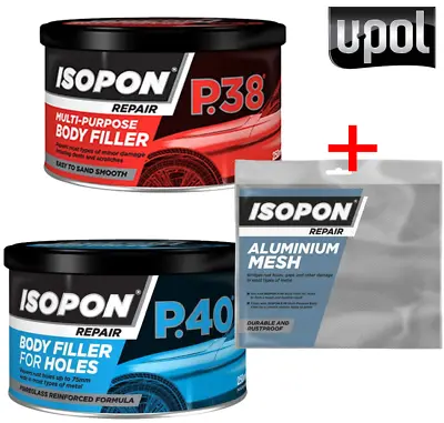 £20.95 • Buy Isopon P38/P40 Body Filler Fibreglass Body Filler Repair Pack + Aluminium Mesh