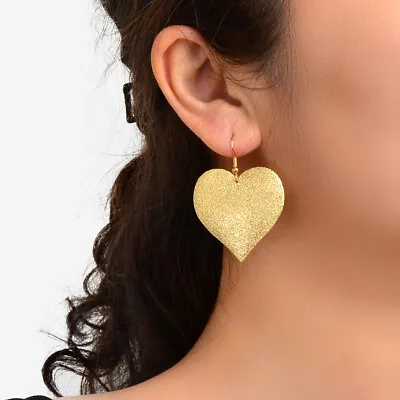 $2.99 • Buy Women Fashion Accessories Gold Silver Metal Heart Drop Big Party Dangle Earrings