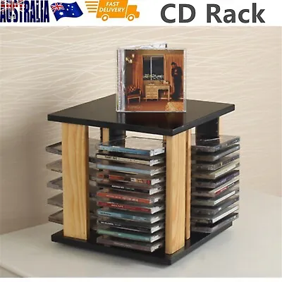 CD Storage Rack Rotating Wooden Freestanding DVD Holder Can Storage 48 CDs • $44.43