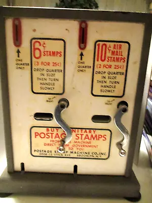 Vintage US POSTAGE STAMP VENDING MACHINE 6 & 10-Cent Stamps 25c W/key • $89