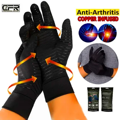 £5.99 • Buy Copper Anti Arthritis Gloves Hand Wrist Support Finger Compression Pain Relief G