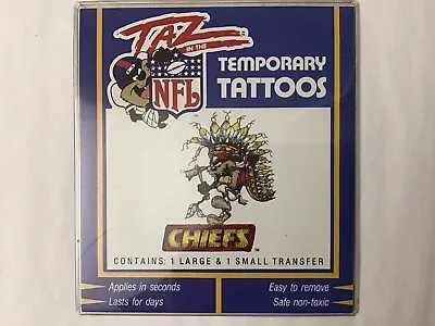 Vtg 1992 Kansas City Chiefs Team NFL Temporary Tattoos 1 Large1 Small Taz (S10 • $3.95