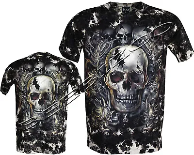£11.95 • Buy Biker Skull Dragon Snake Grim Reaper Glow In Dark Tattoo Goth Tye Dye T-Shirt