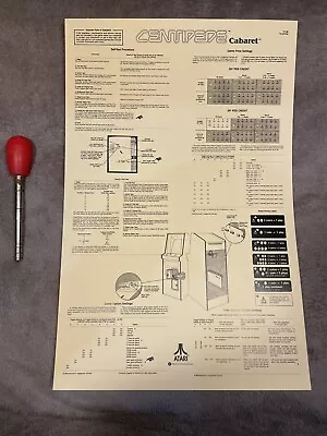 ATARI Centipede Cabaret Arcade Back Door Sheet New. ST-189 1st Printing • $22