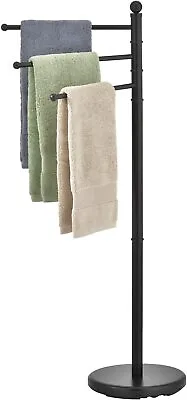 Freestanding Bathroom Black Metal Towel Rack 40 Inch Towel Hanging Rack Stand • $37.99