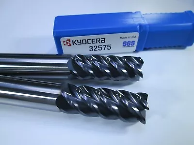 Lot ( 2 Pcs )  Kyocera Sgs 32575 Carbide 1/2  End Mill .030  Radius Tool Bit Set • $31