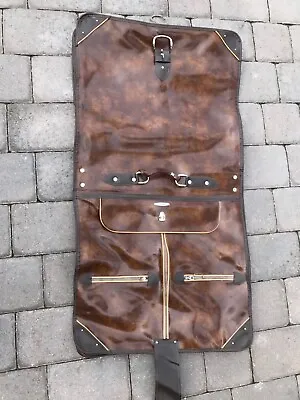 VTG Starflite Garment Bag Suit Carrier Brown Vinyl Leather Hanger • $15