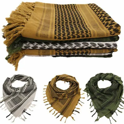 100% Soft Cotton Shemagh Scarf Arab Keffiyeh Military Desert Head Neck Wrap Mask • £6.89