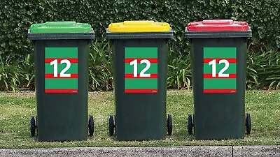 NRL South Rabbitohs Wheelie Garbage Bin Rubbish Sticker House Number Vinyl Decal • $28