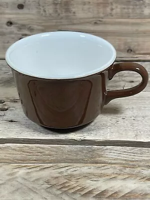 Brown White Diner Mug 3” Ceramic Wide Restaurant Style Solid Coffee Cup Vintage • $10.99