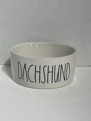 🔥 Rae Dunn By Magenta “DACHSHUND” Food Water Dish Ceramic White Pet Bowl • $40