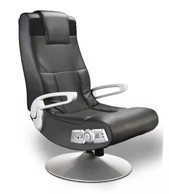  Wireless Audio Pedestal Office Gaming Chair Black/Silver • $221.06
