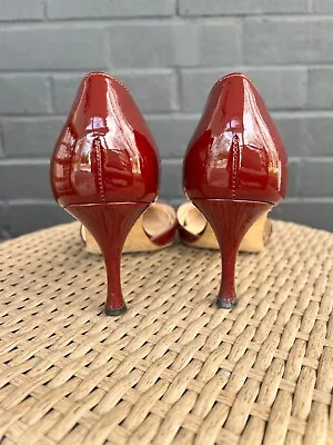 Manolo Blahnik Red Patent Leather D'orsay Pumps Size 39 • $55