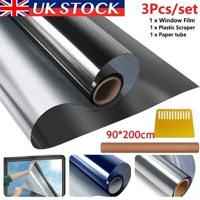 One Way Mirror Window Film Heat UV Reflective Privacy Tint Foil For Home Office • £8.99