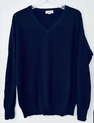 NAVY BLUE Hand Made 100% Cashmere Pullover Sweater Made In Nepal Men's M-L • $35.10