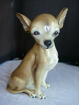 Vintage MARWAL INC. 11.75 X 8 X 5  Life Size Glazed Chihuahua Dog Figurine. EUC • $99.89