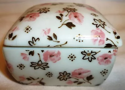 Miniature Charming Porcelain Ring Trinket Box Flowers • $8
