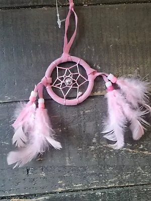 Mini Dream Catcher Feather Car Wall Hanging Key Ring Bedroom Decor Small Pink • £3.99
