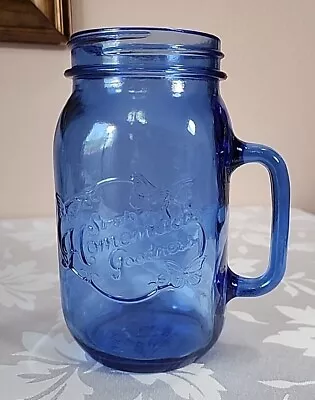 Simple Homemade Goodness Colbalt 32oz Mason Jar With Handle Butterfly Design USA • $16
