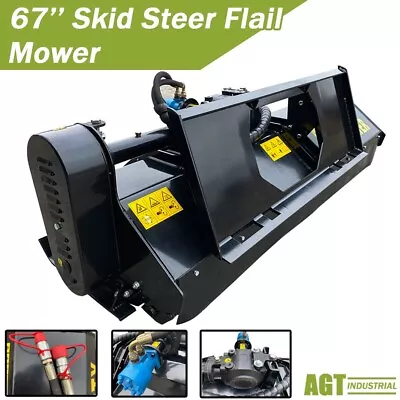 67  Skid Steer Attachment Flail Mower Hydraulic Heavy Duty Rotary Brush Cutter • $2069