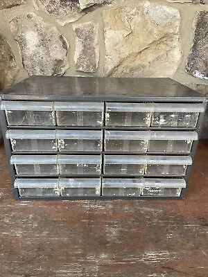 Vintage Akro-Mils Metal  Storage Cabinet 16 Drawers 18”X11”X11” USA  Grey RARE! • $110.99