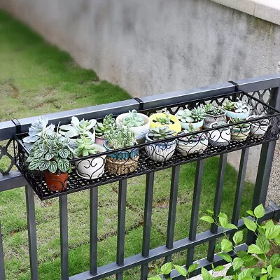 Metal Hanging Planter Plant Pots Trough Garden Fence Balcony Railing Flower Pot • £11.95