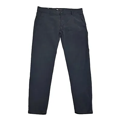 Zara Navy High Rise Slim Leg Chino Style Trousers Womens Size 18 (JH05) • £7.99