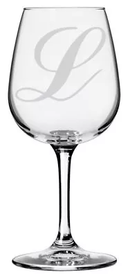 Commercial Script Etched Monogram Stemmed 12.75oz Wine Glass (Letter L) • $24.99