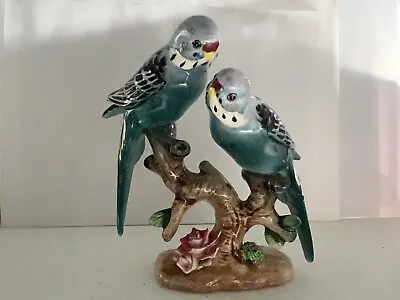 VINTAGE PARAKEET PAIR On A BRANCH PORCELAIN FIGURINE • $45