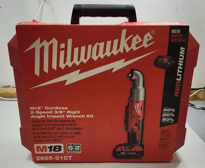 Milwaukee 2668-21CT Cordless 3/8 In. 2-Speed Right Angle Impact Wrench Kit • $155