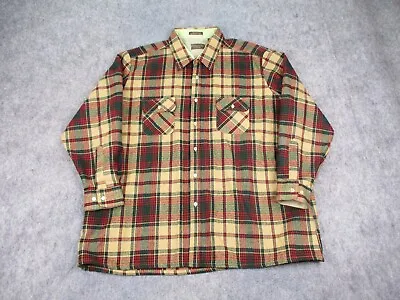 Vintage Flannel Shirt Mens 3XL Tan Green Red Lumberjack Christopher Hart Big Man • $22.49