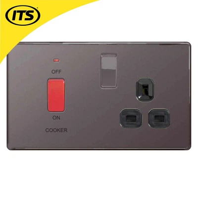 £27.71 • Buy BG Black Nickel 45A Cooker Connection Unit Switched Socket